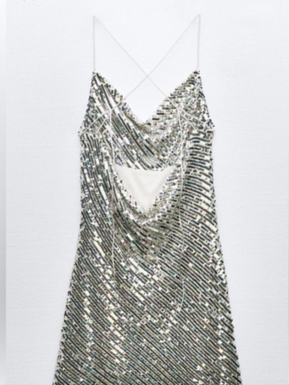 Sz XS New ZARA MINI SLIP DRESS WITH SEQUINS - Picture 3 of 4